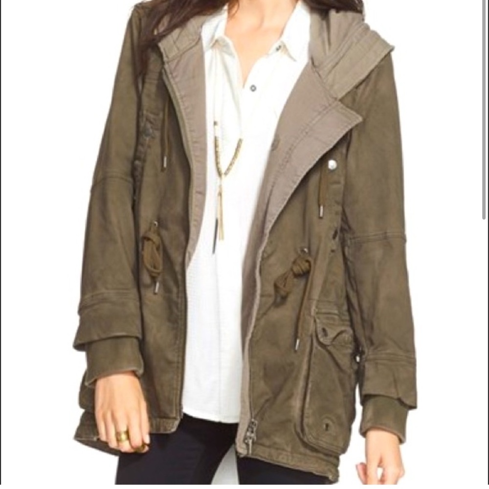 Free People Women's Olive Hooded Jacket